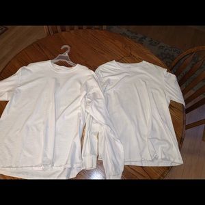 Two long sleeve white T-shirts